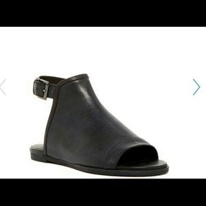 Eileen Fisher Dakota Open Toe Black Leather Sandals Women Sz 6.5 NIB